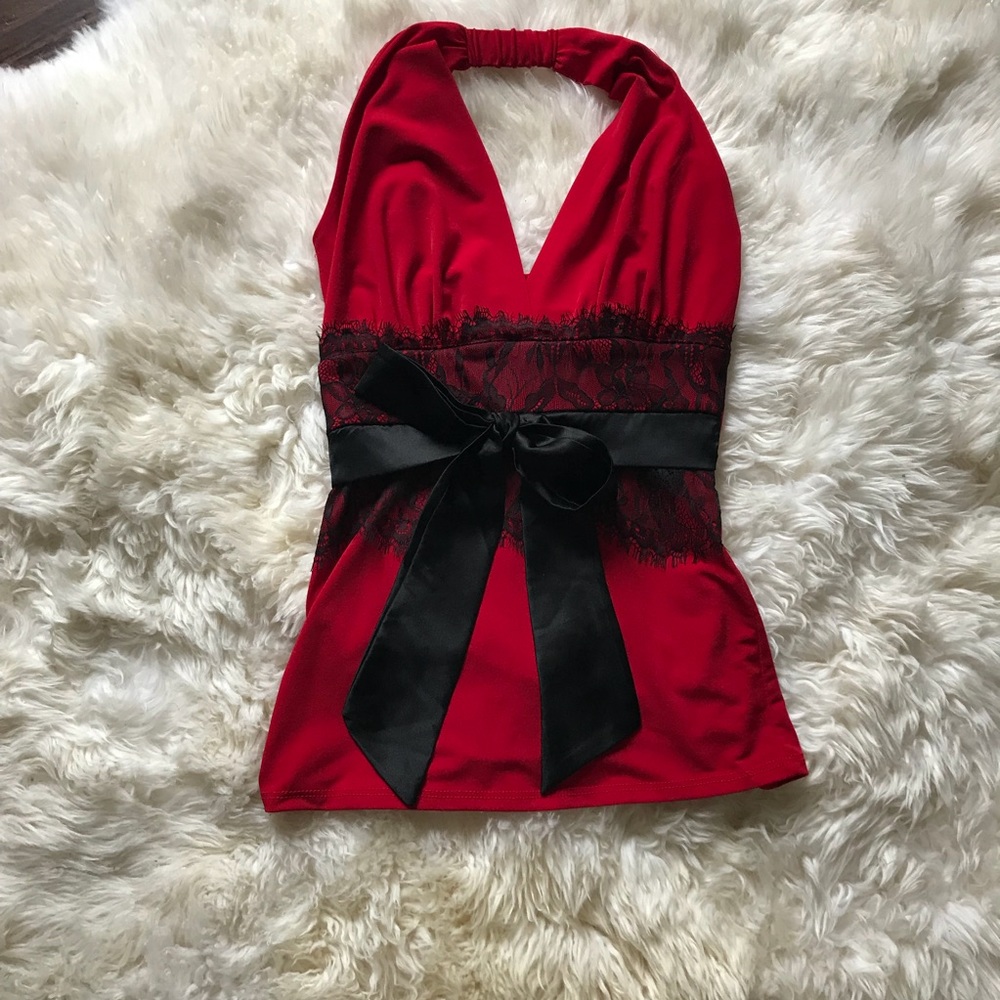 ✨NWT✨ Arden B Red Halter w/ Black Lace Detail